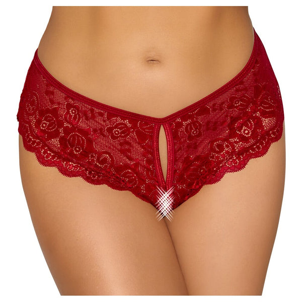 Cottelli Crotchless Panty Red - Eroticon Ltd
