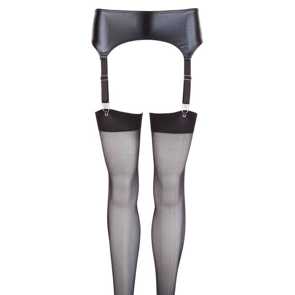 NOXQSE Wet Look Suspender Belt And Stockings - Eroticon Ltd