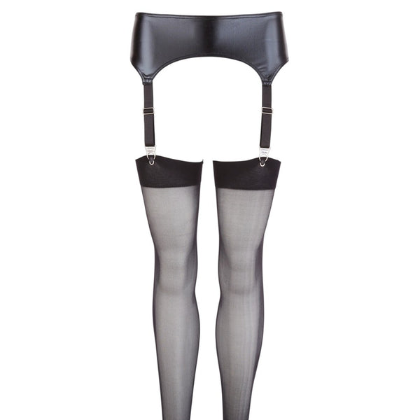 NOXQSE Wet Look Suspender Belt And Stockings - Eroticon Ltd