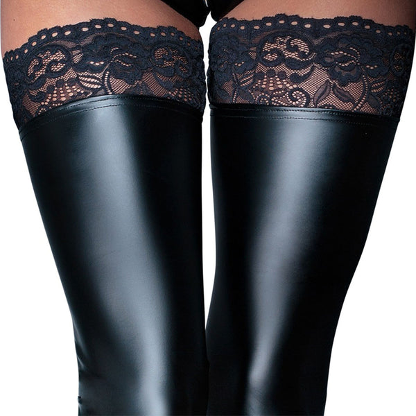 Noir Handmade Black Footless Lace Top Stockings - Eroticon Ltd