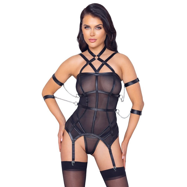 Cottelli Bondage Basque And String - Eroticon Ltd