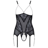 Cupless Lace Basque Black - Eroticon Ltd