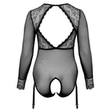 Cottelli Curves Long Sleeved Crotchless Body - Eroticon Ltd