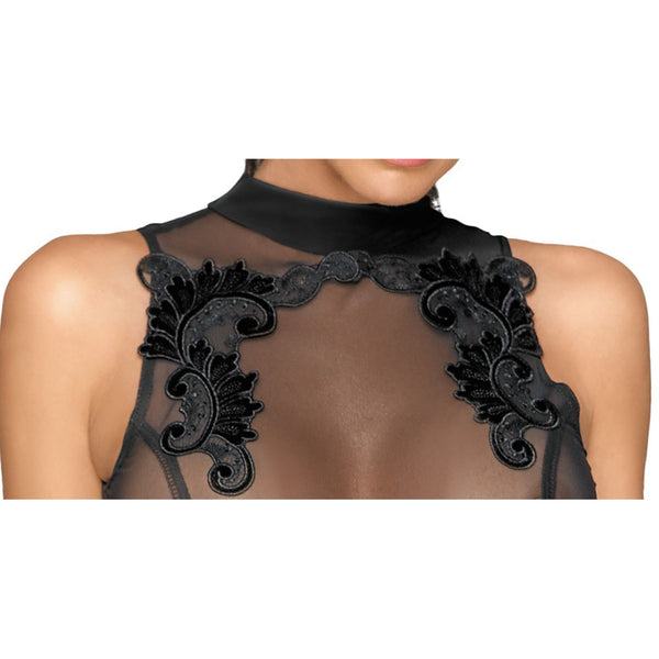 Noir Sheer and Wet Look Sleeveless Dress - Eroticon Ltd