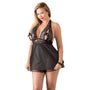 Cottelli Plus Size Halter Neck Babydoll Black - Eroticon Ltd