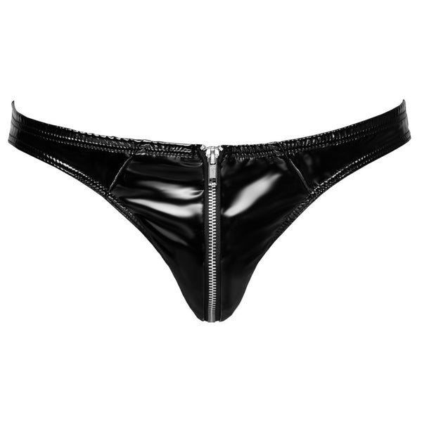 Black Level Vinyl Briefs With Zip Black - Eroticon Ltd