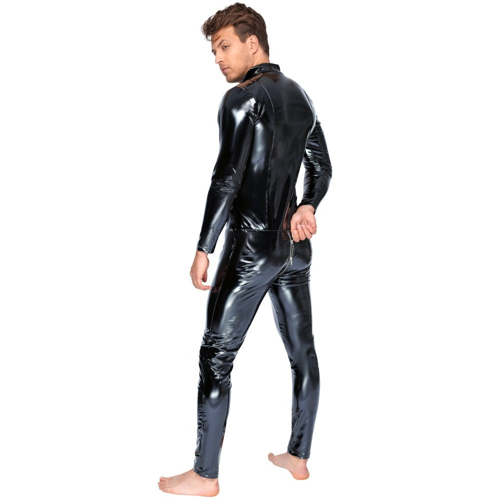 Black Level Vinyl Jumpsuit With Zip Black - Eroticon Ltd
