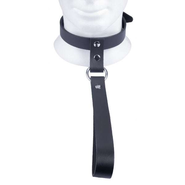 The Red Leather Collar with Short Leash - Eroticon Ltd