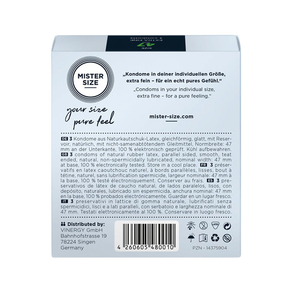 Mister Size 47mm Your Size Pure Feel Condoms 3 Pack - Eroticon Ltd
