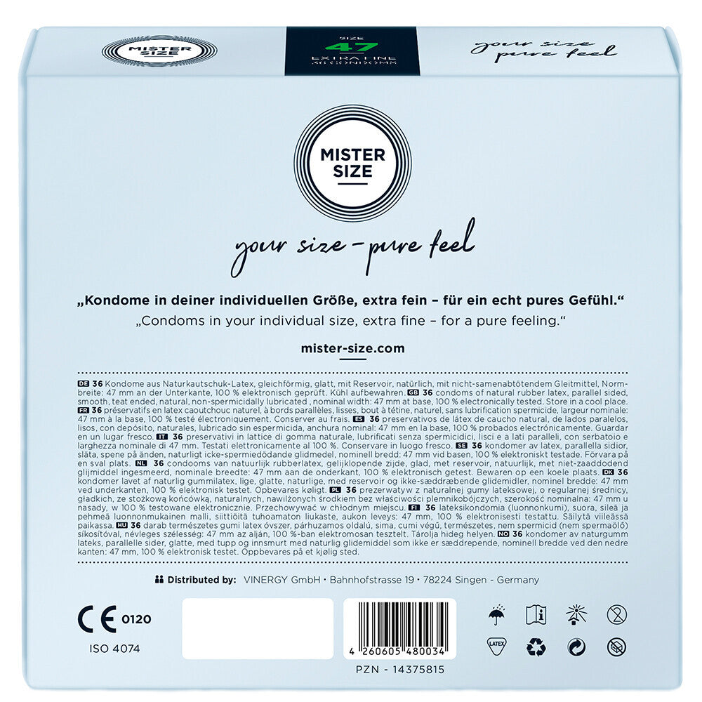 Mister Size 47mm Your Size Pure Feel Condoms 36 Pack - Eroticon Ltd