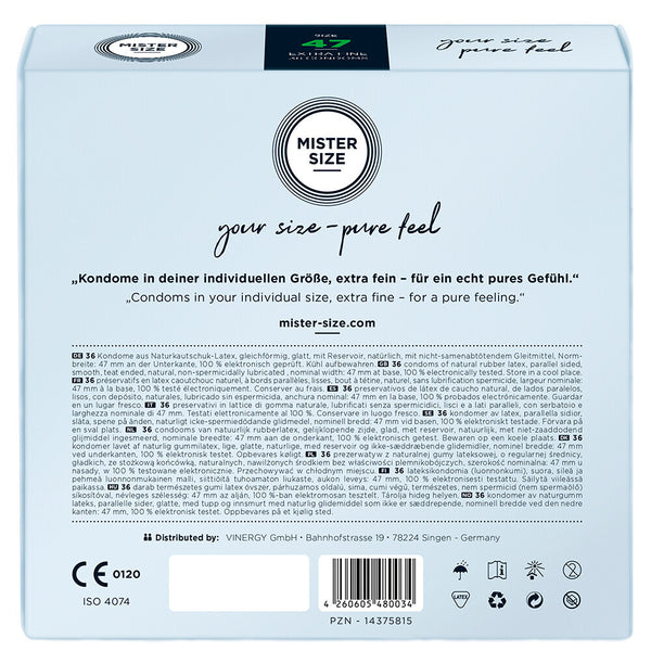 Mister Size 47mm Your Size Pure Feel Condoms 36 Pack - Eroticon Ltd