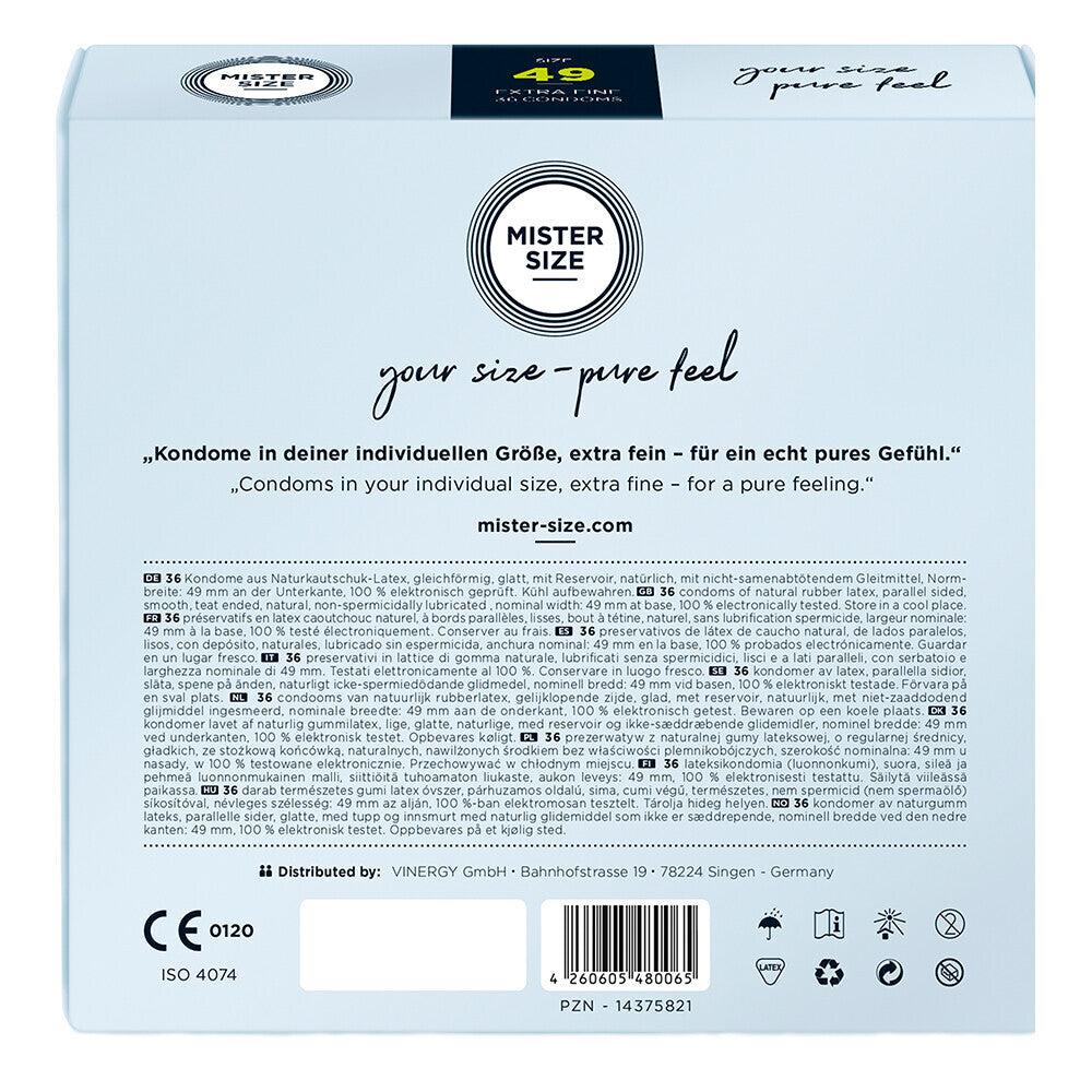 Mister Size 49mm Your Size Pure Feel Condoms 36 Pack - Eroticon Ltd