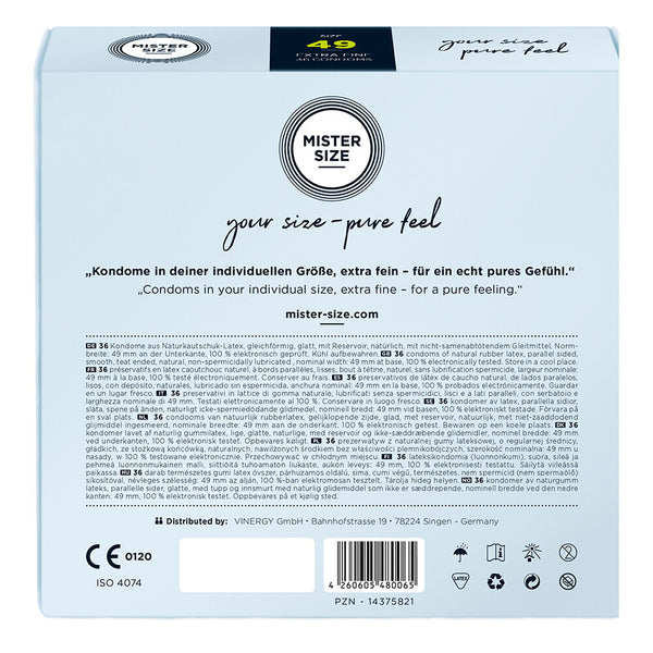 Mister Size 49mm Your Size Pure Feel Condoms 36 Pack - Eroticon Ltd