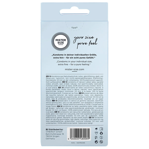 Mister Size 53mm Your Size Pure Feel Condoms 10 Pack - Eroticon Ltd