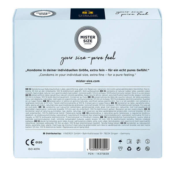 Mister Size 53mm Your Size Pure Feel Condoms 36 Pack - Eroticon Ltd
