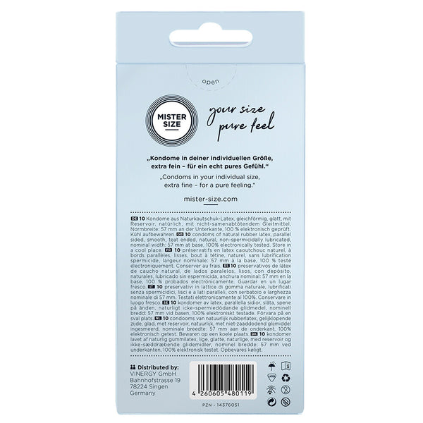 Mister Size 57mm Your Size Pure Feel Condoms 10 Pack - Eroticon Ltd