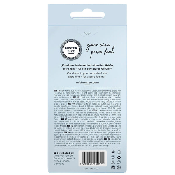 Mister Size 64mm Your Size Pure Feel Condoms 10 Pack - Eroticon Ltd