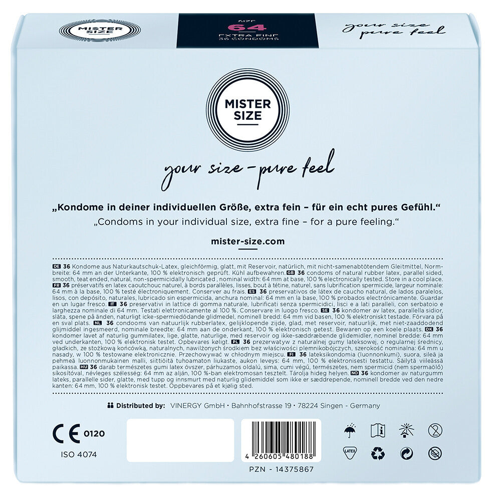 Mister Size 64mm Your Size Pure Feel Condoms 36 Pack - Eroticon Ltd