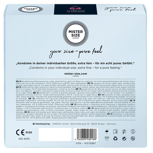 Mister Size 64mm Your Size Pure Feel Condoms 36 Pack - Eroticon Ltd
