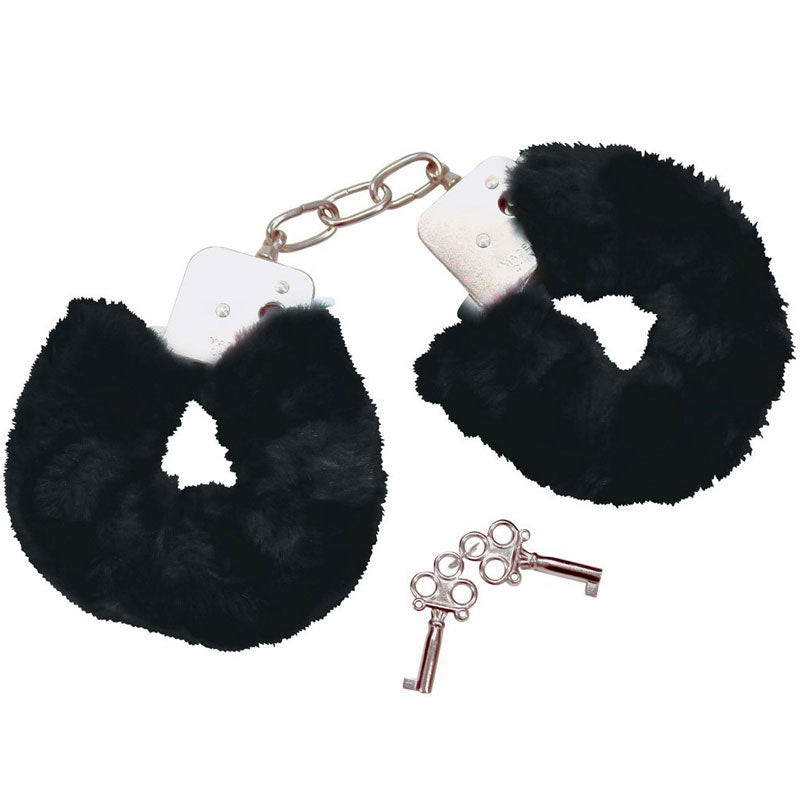 Bad Kitty Black Plush Handcuffs - Eroticon Ltd