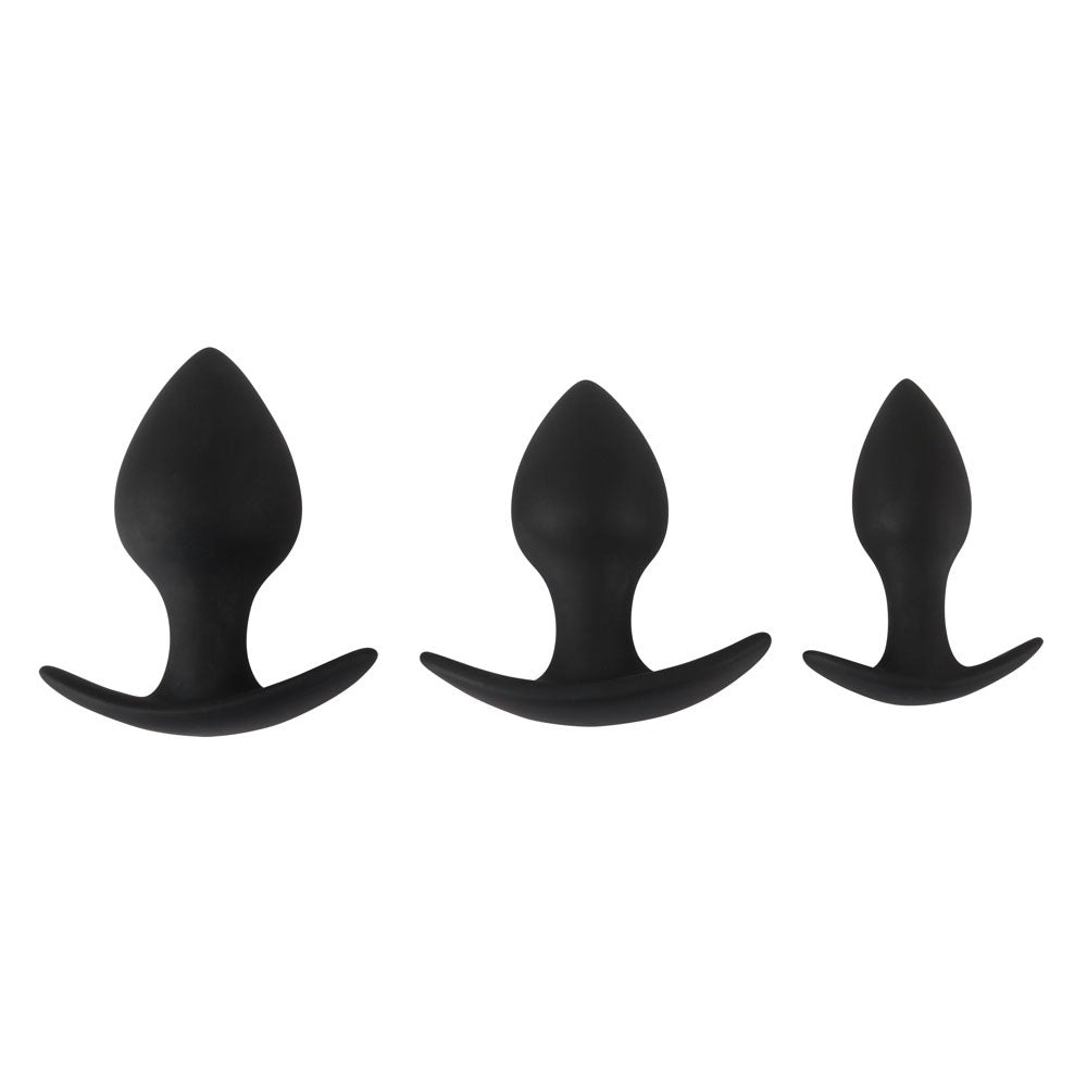 Black Velvet Silicone Three Piece Anal Training Set - Eroticon Ltd