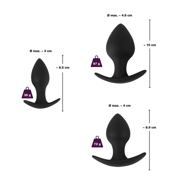 Black Velvet Silicone Three Piece Anal Training Set - Eroticon Ltd