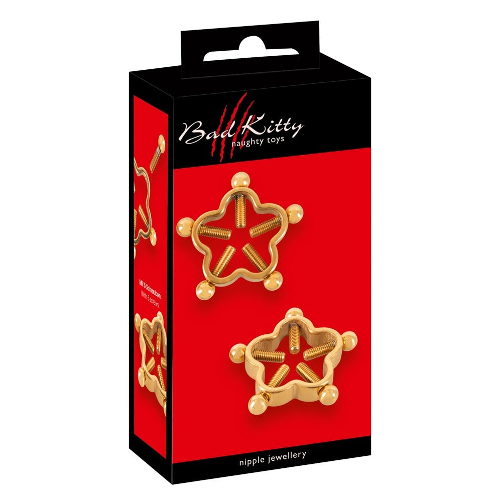 Bad Kitty Golden Flower Nipple Jewellery - Eroticon Ltd