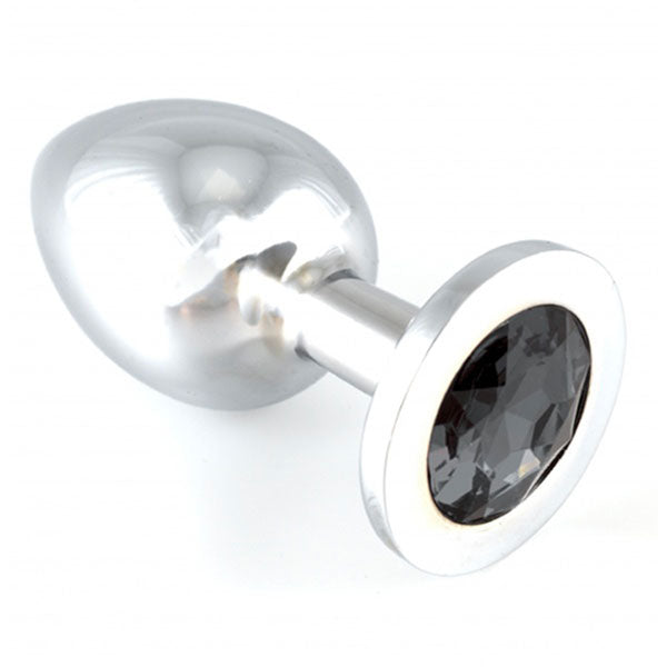 Heavy Metal Butt Plug With Black Crystal - Eroticon Ltd