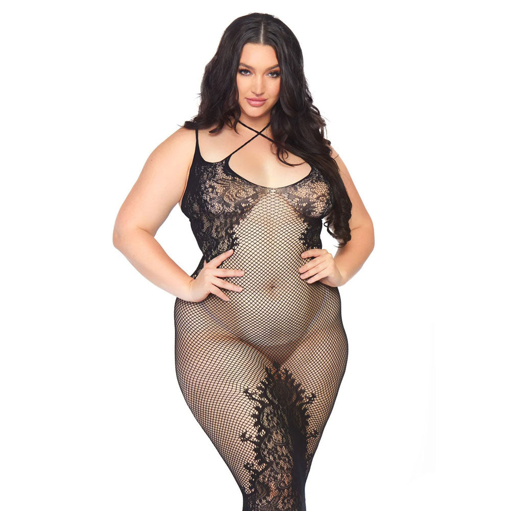Leg Avenue Dual Strap Halter Dress Plus Size UK 18 to 22 - Eroticon Ltd