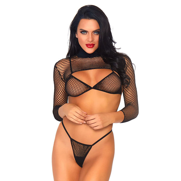 Leg Avenue Net Top, Thong And Bra UK 814 - Eroticon Ltd