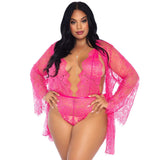 Leg Avenue Floral Lace Teddy and Robe Set - Eroticon Ltd