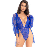 Leg Avenue Floral Lace Teddy and Robe - Eroticon Ltd