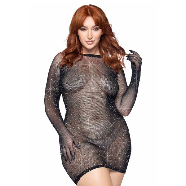 Leg Avenue Rhinestone Gloved Dress UK 14 to 18 - Eroticon Ltd