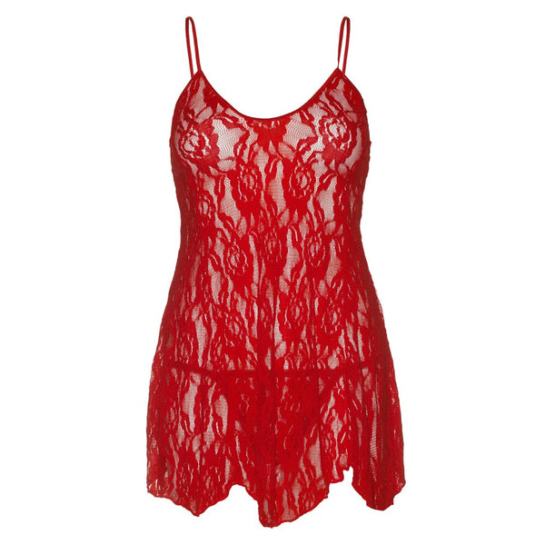 Leg Avenue Rose Lace Flair Chemise Red UK 14 to 18 - Eroticon Ltd