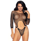 Leg Avenue Top Bodysuit with Thong Black UK 8 to 14 - Eroticon Ltd