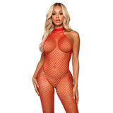 Leg Avenue Racer Neck Bodystocking Red UK 6 to 12 - Eroticon Ltd