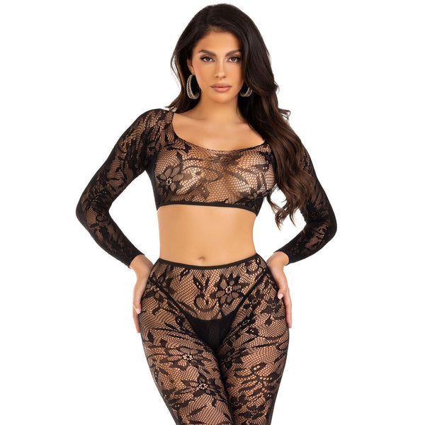 Leg Avenue Crop Top and Footless Tights UK 6 to 12 - Eroticon Ltd