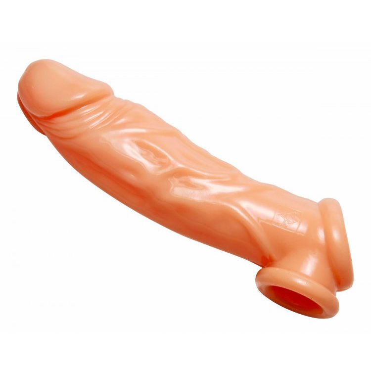 Realistic Flesh Penis Enhancer and Ball Stretcher 8 Inches - Eroticon Ltd