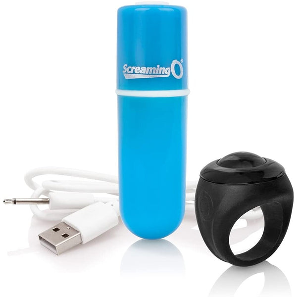 Screaming O Charged Vooom Remote Control Bullet Blue - Eroticon Ltd