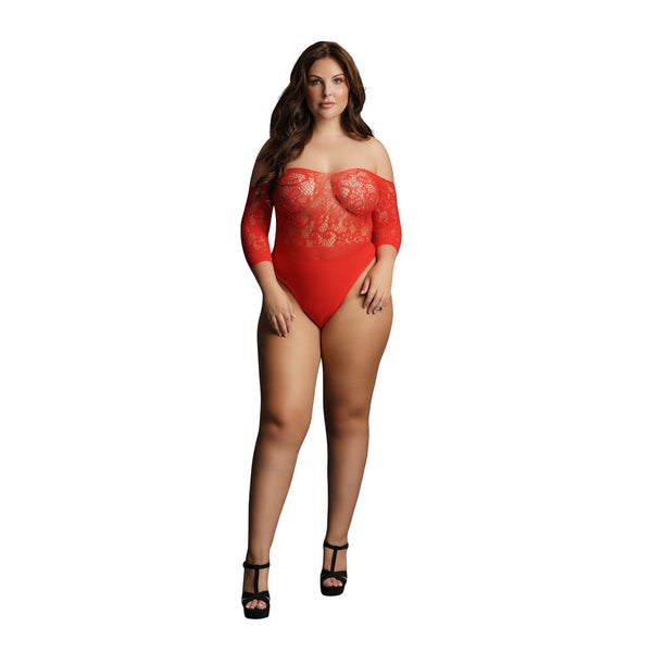 Le Desir Crotchless Rhinestone Teddy Red UK 14 to 20 - Eroticon Ltd