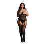 Le Desir Suspender Rhinestone Bodystocking Black UK 14 to 20 - Eroticon Ltd