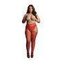 Le Desir Suspender Rhinestone Pantyhose Red UK 14 to 20 - Eroticon Ltd