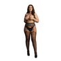 Le Desir Suspender Leopard Pantyhose Black UK 14 to 20 - Eroticon Ltd