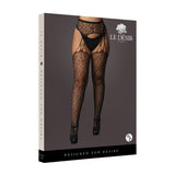 Le Desir Suspender Leopard Pantyhose Black UK 14 to 20 - Eroticon Ltd
