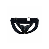 Male Basics Dngeon Peekaboo Jock Black One Size - Eroticon Ltd