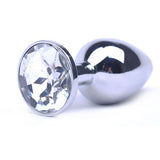 Large Metal Anal Plug With Clear Crystal - Eroticon Ltd