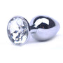 Large Metal Anal Plug With Clear Crystal - Eroticon Ltd