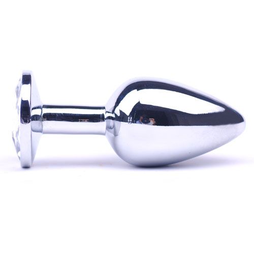 Large Metal Anal Plug With Clear Crystal - Eroticon Ltd