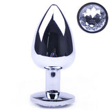 Large Metal Anal Plug With Clear Crystal - Eroticon Ltd