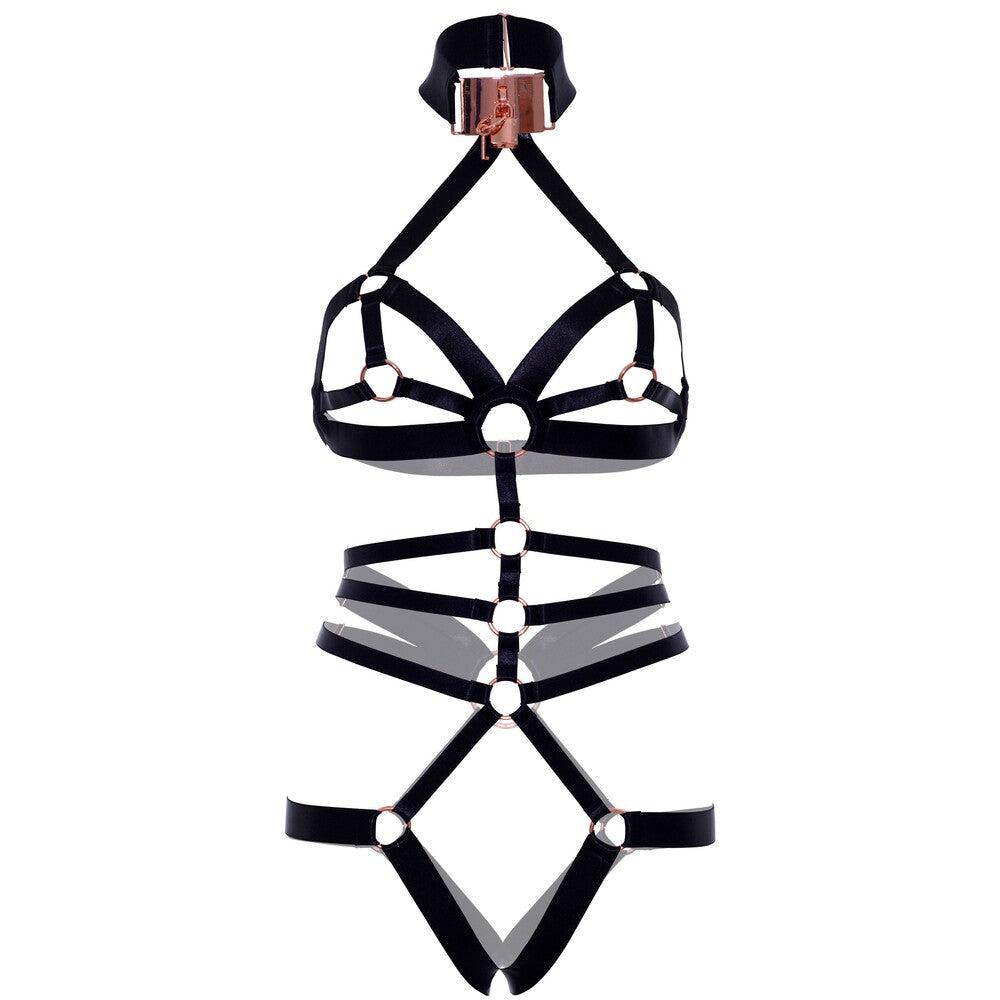 KINK Satin Elastic Crotchless Teddy - Eroticon Ltd